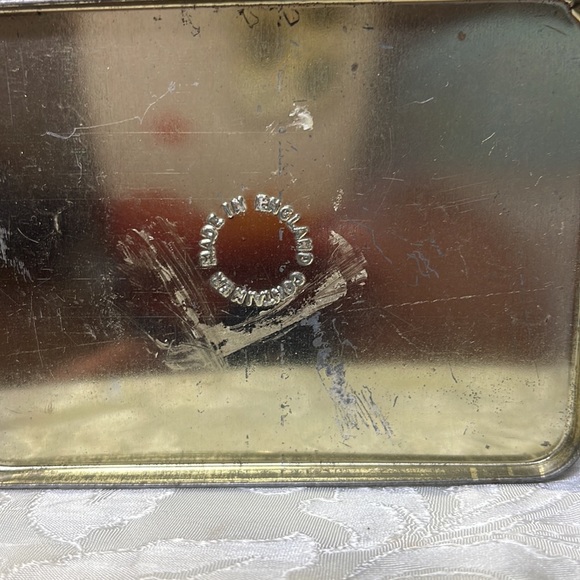 England Made Little Floral Tin Treasure Box Hinged Black Floral - Picture 9 of 10